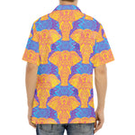 Yellow Mandala Elephant Pattern Print Aloha Shirt