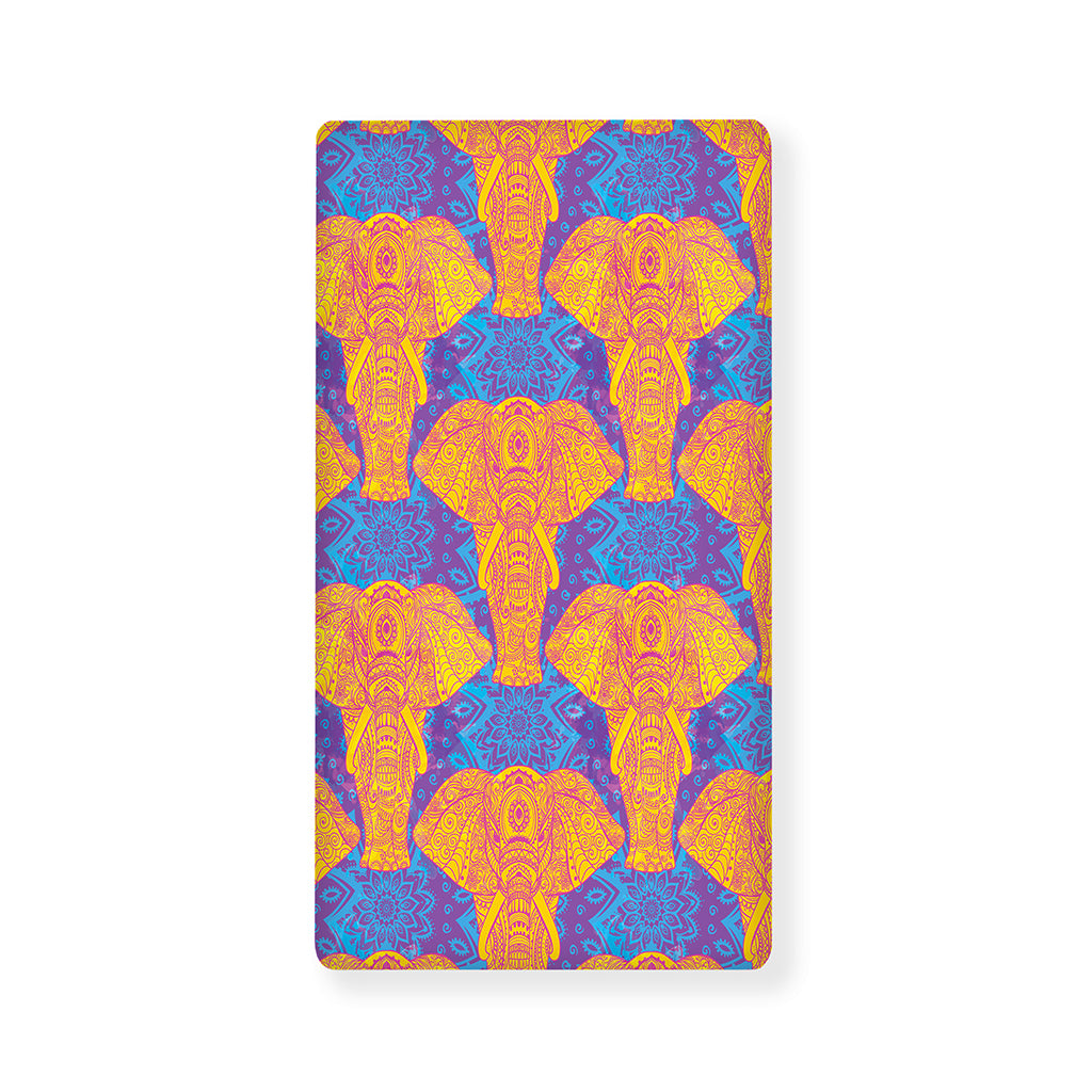 Yellow Mandala Elephant Pattern Print Baby Crib Sheet