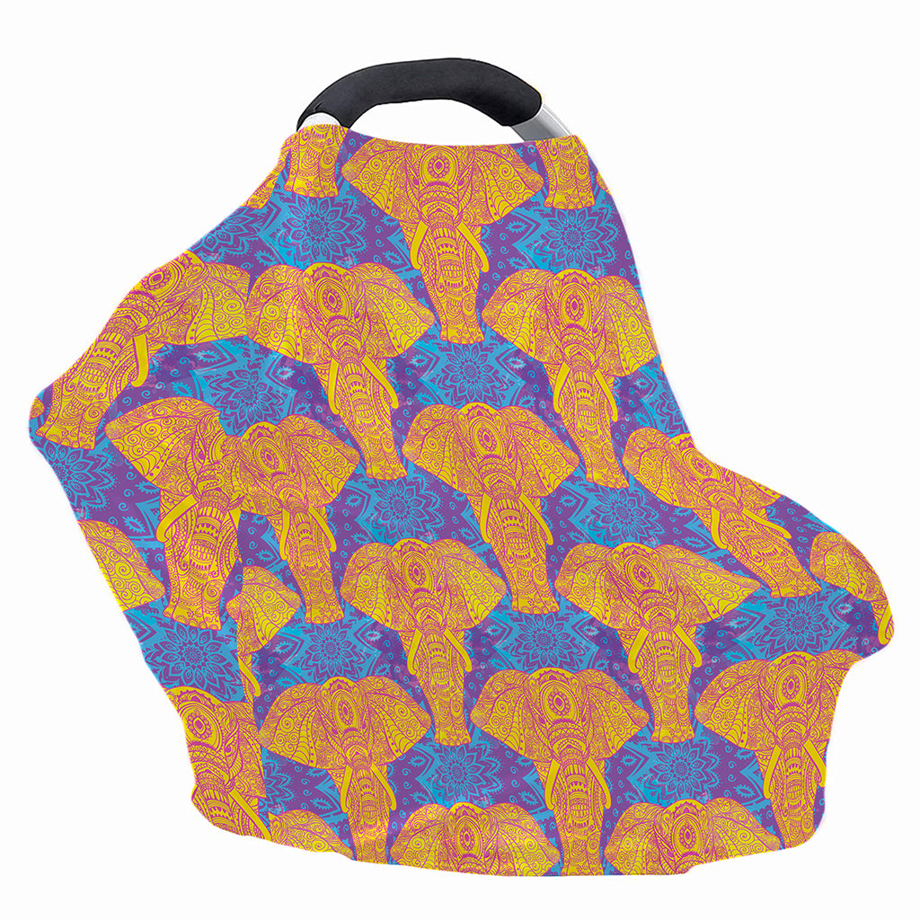 Yellow Mandala Elephant Pattern Print Baby Seat Cover