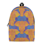 Yellow Mandala Elephant Pattern Print Backpack