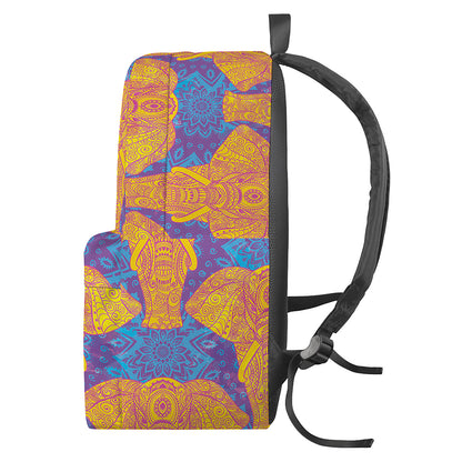 Yellow Mandala Elephant Pattern Print Backpack