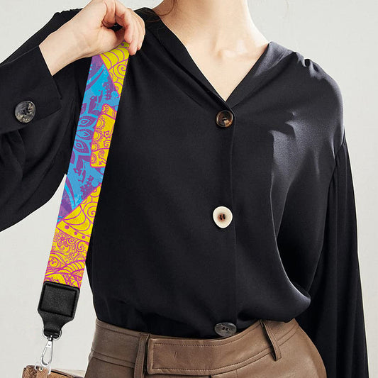 Yellow Mandala Elephant Pattern Print Bag Strap