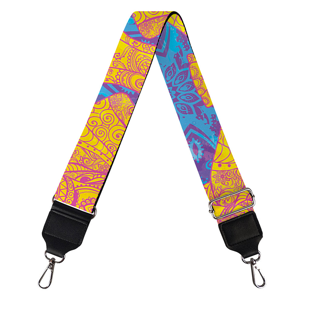 Yellow Mandala Elephant Pattern Print Bag Strap