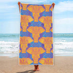 Yellow Mandala Elephant Pattern Print Beach Towel