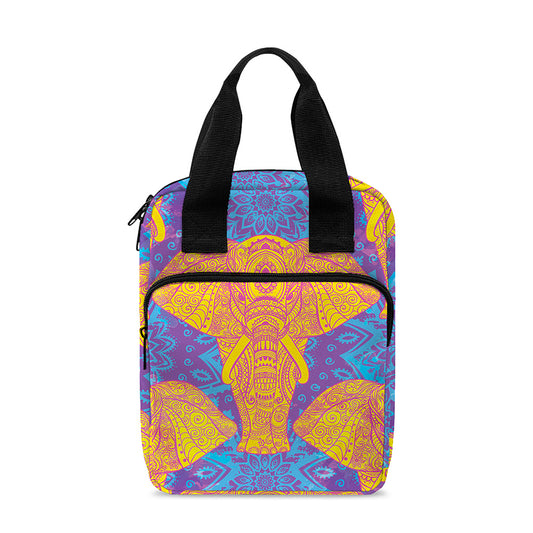 Yellow Mandala Elephant Pattern Print Bible Tote Bag