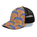 Yellow Mandala Elephant Pattern Print Black Mesh Trucker Cap