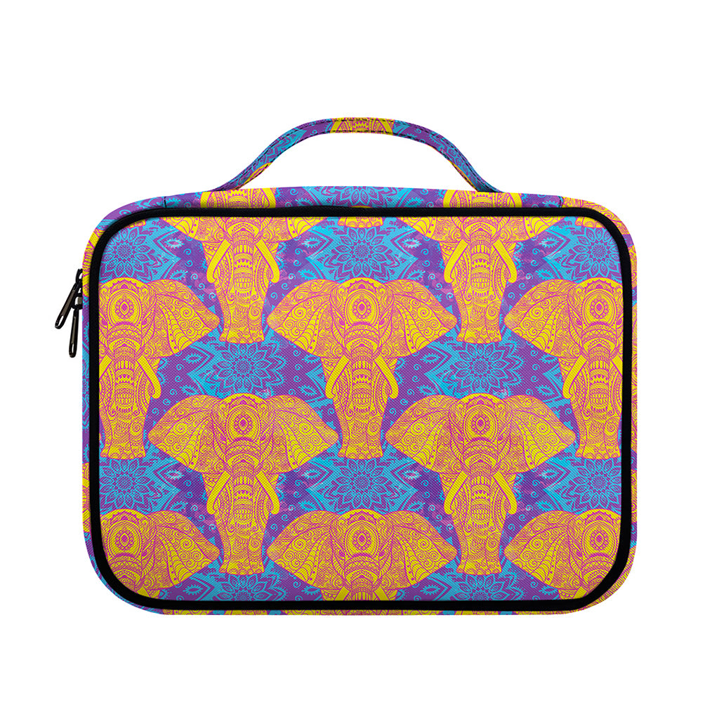 Yellow Mandala Elephant Pattern Print Briefcase Bible Bag