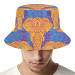 Yellow Mandala Elephant Pattern Print Bucket Hat