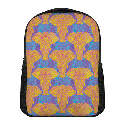 Yellow Mandala Elephant Pattern Print Casual Backpack