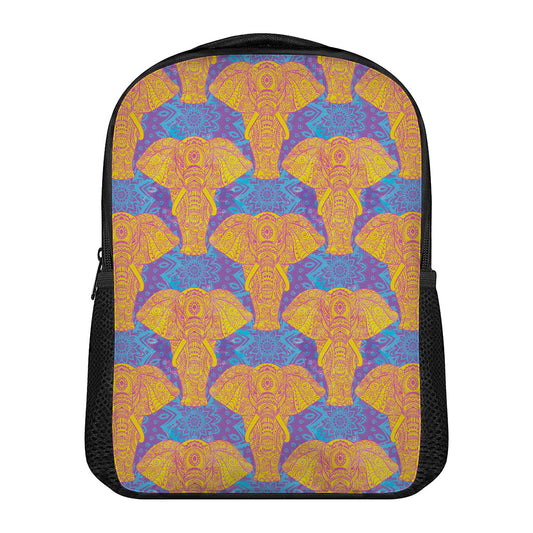Yellow Mandala Elephant Pattern Print Casual Backpack