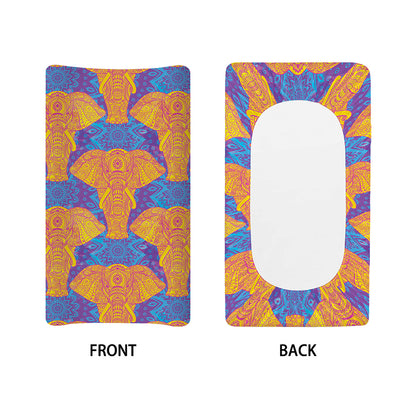 Yellow Mandala Elephant Pattern Print Changing Pad Cover
