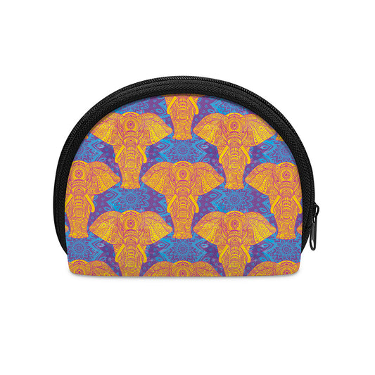 Yellow Mandala Elephant Pattern Print Coin Purse