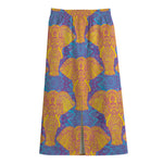 Yellow Mandala Elephant Pattern Print Cotton Front Slit Maxi Skirt