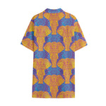 Yellow Mandala Elephant Pattern Print Cotton Hawaiian Shirt