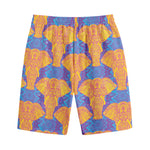 Yellow Mandala Elephant Pattern Print Cotton Shorts