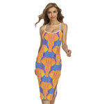 Yellow Mandala Elephant Pattern Print Cross Back Cami Dress