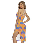Yellow Mandala Elephant Pattern Print Cross Back Cami Dress