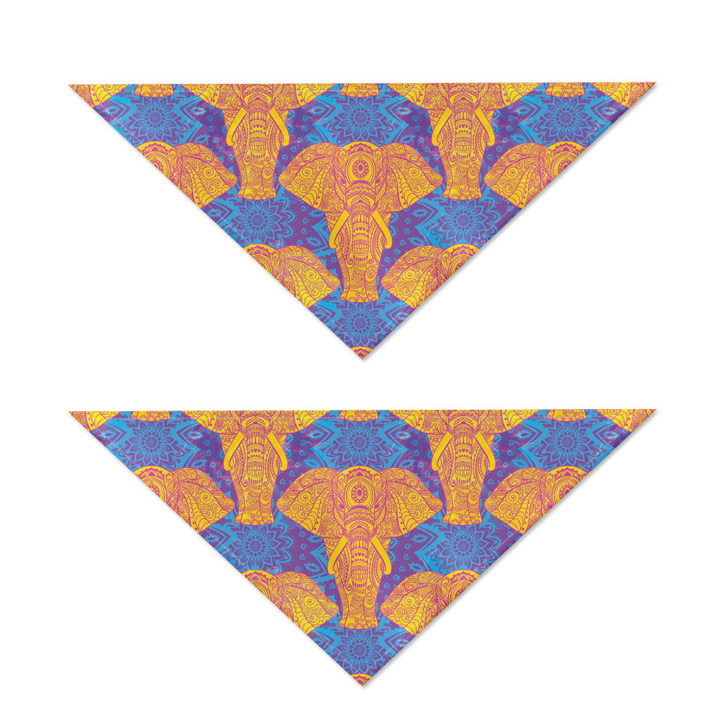 Yellow Mandala Elephant Pattern Print Dog Bandana