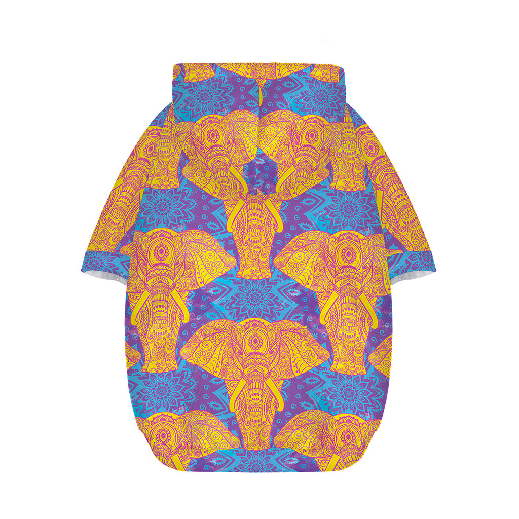 Yellow Mandala Elephant Pattern Print Dog Zip Up Hoodie
