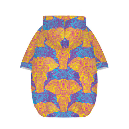 Yellow Mandala Elephant Pattern Print Dog Zip Up Hoodie