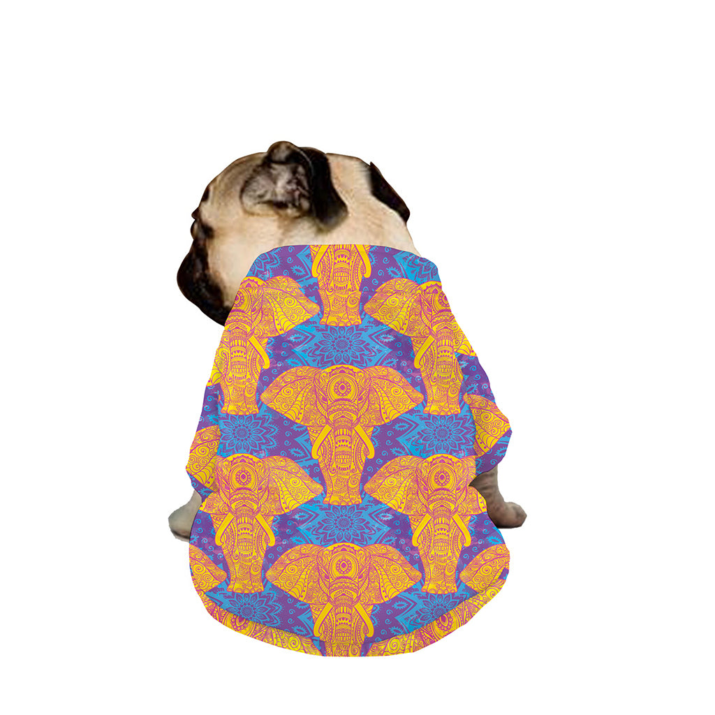 Yellow Mandala Elephant Pattern Print Dog Zip Up Jacket