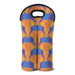 Yellow Mandala Elephant Pattern Print Double Neoprene Wine Tote