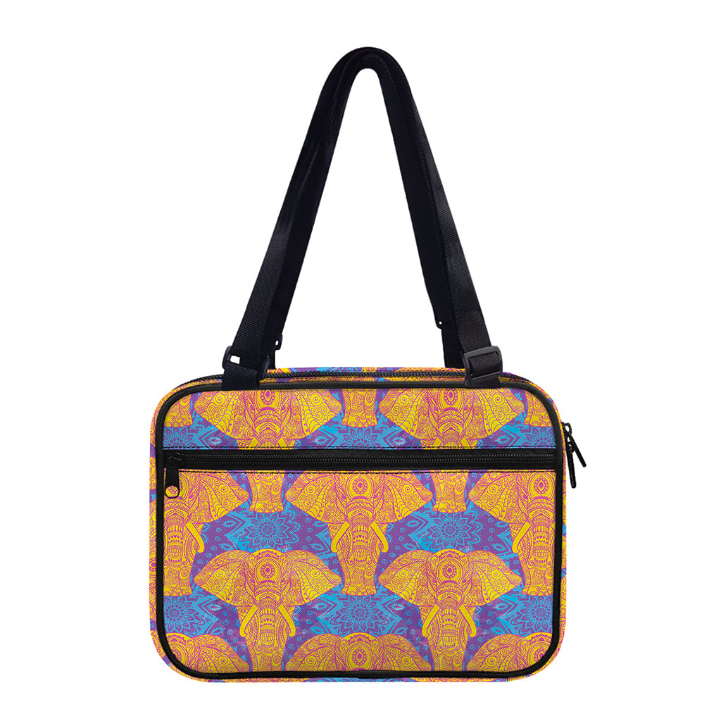 Yellow Mandala Elephant Pattern Print Double Strap Bible Bag