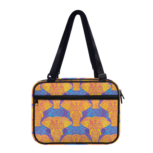 Yellow Mandala Elephant Pattern Print Double Strap Bible Bag