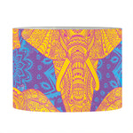 Yellow Mandala Elephant Pattern Print Drum Lamp Shade