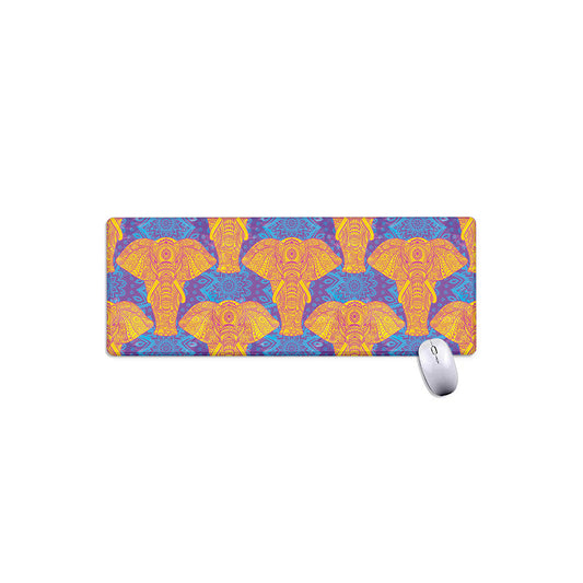 Yellow Mandala Elephant Pattern Print Extended Mouse Pad