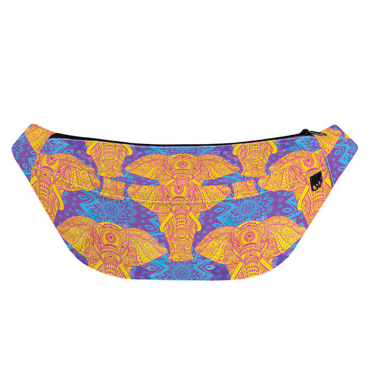 Yellow Mandala Elephant Pattern Print Fanny Pack