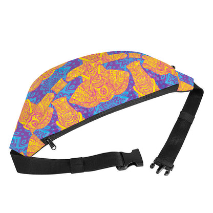 Yellow Mandala Elephant Pattern Print Fanny Pack