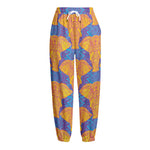 Yellow Mandala Elephant Pattern Print Fleece Lined Knit Pants