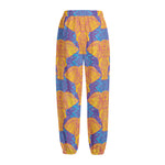 Yellow Mandala Elephant Pattern Print Fleece Lined Knit Pants
