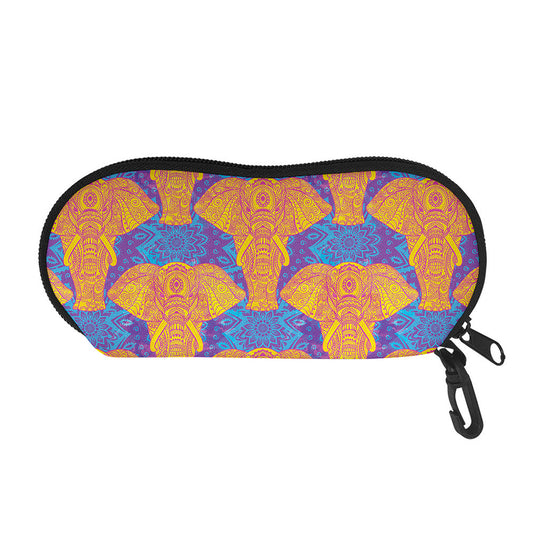 Yellow Mandala Elephant Pattern Print Glasses Case