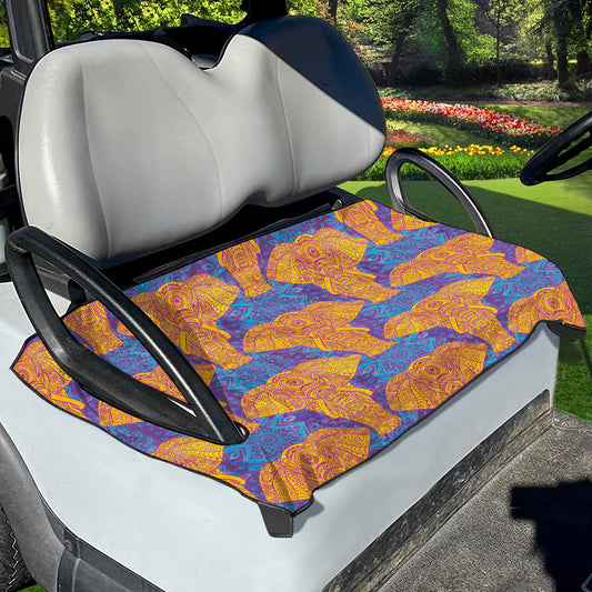 Yellow Mandala Elephant Pattern Print Golf Cart Seat Cover