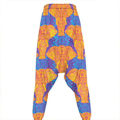 Yellow Mandala Elephant Pattern Print Hammer Pants