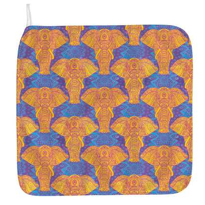 Yellow Mandala Elephant Pattern Print Hand Towel