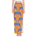 Yellow Mandala Elephant Pattern Print High Slit Maxi Skirt