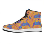 Yellow Mandala Elephant Pattern Print High Top Leather Sneakers
