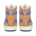 Yellow Mandala Elephant Pattern Print High Top Leather Sneakers
