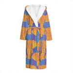 Yellow Mandala Elephant Pattern Print Hooded Bathrobe