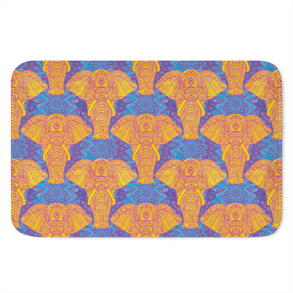 Yellow Mandala Elephant Pattern Print Indoor Door Mat