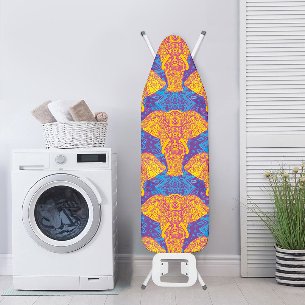 Yellow Mandala Elephant Pattern Print Ironing Board Cover