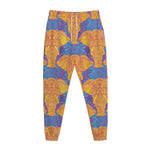 Yellow Mandala Elephant Pattern Print Jogger Pants