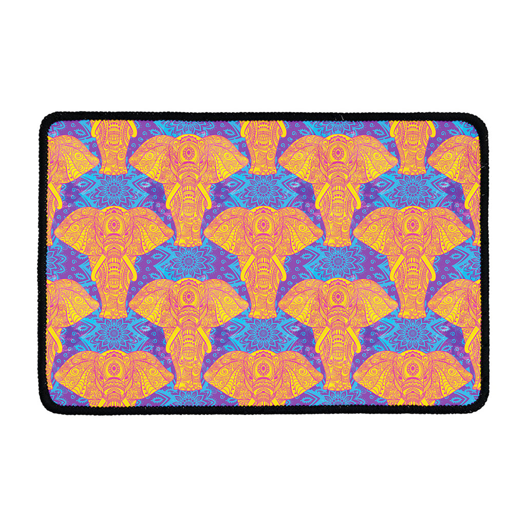 Yellow Mandala Elephant Pattern Print Kitchen Mat