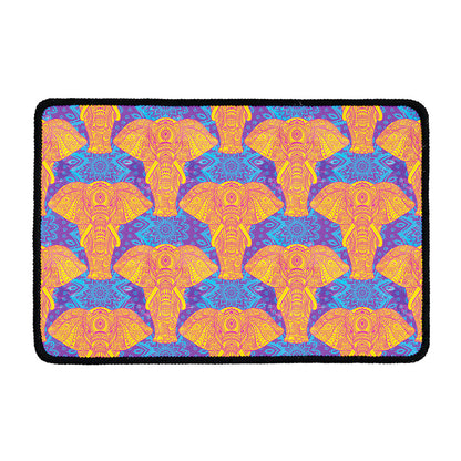 Yellow Mandala Elephant Pattern Print Kitchen Mat