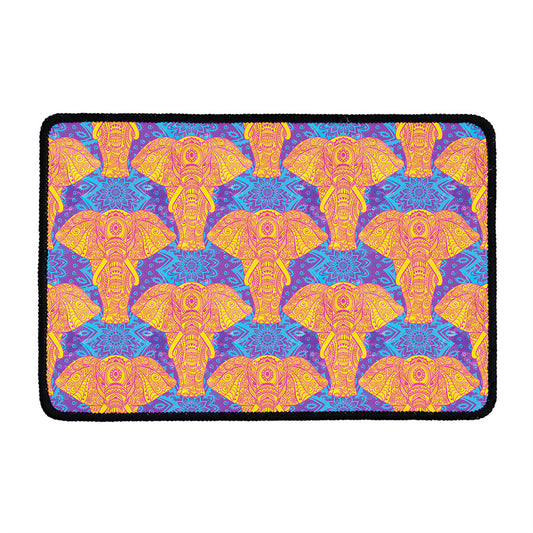 Yellow Mandala Elephant Pattern Print Kitchen Mat
