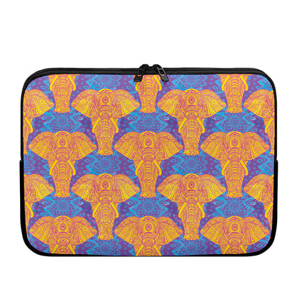 Yellow Mandala Elephant Pattern Print Laptop Sleeve