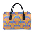 Yellow Mandala Elephant Pattern Print Leather Duffel Bag